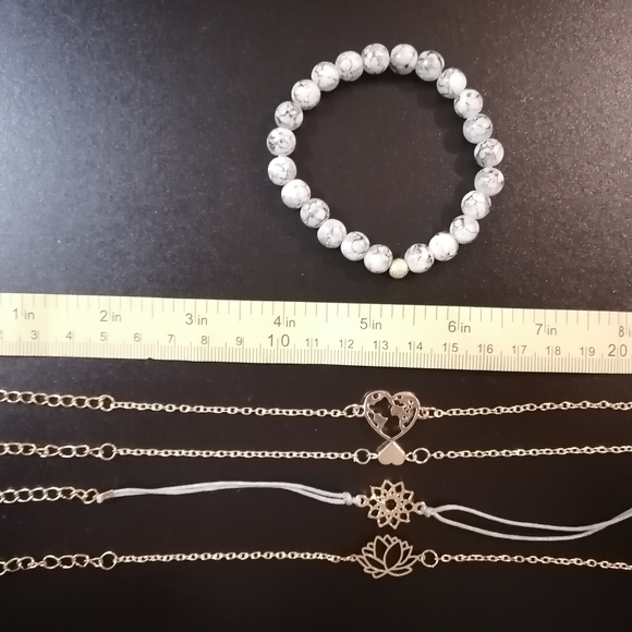 Set of 5 bracelets blue and turquoise colour - Picture 3 of 7